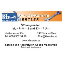 Kfz - Werkstätte Robert Ertler, Maria Ellend Öffnungszeiten