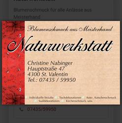 Naturwerkstatt Nabinger Christine, St. Valentin Öffnungszeiten
