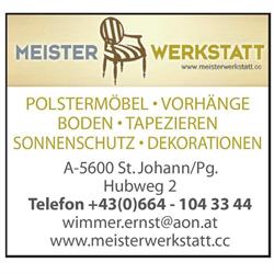 Meisterwerkstatt Ernst Wimmer, St. Johann im Pongau Öffnungszeiten
